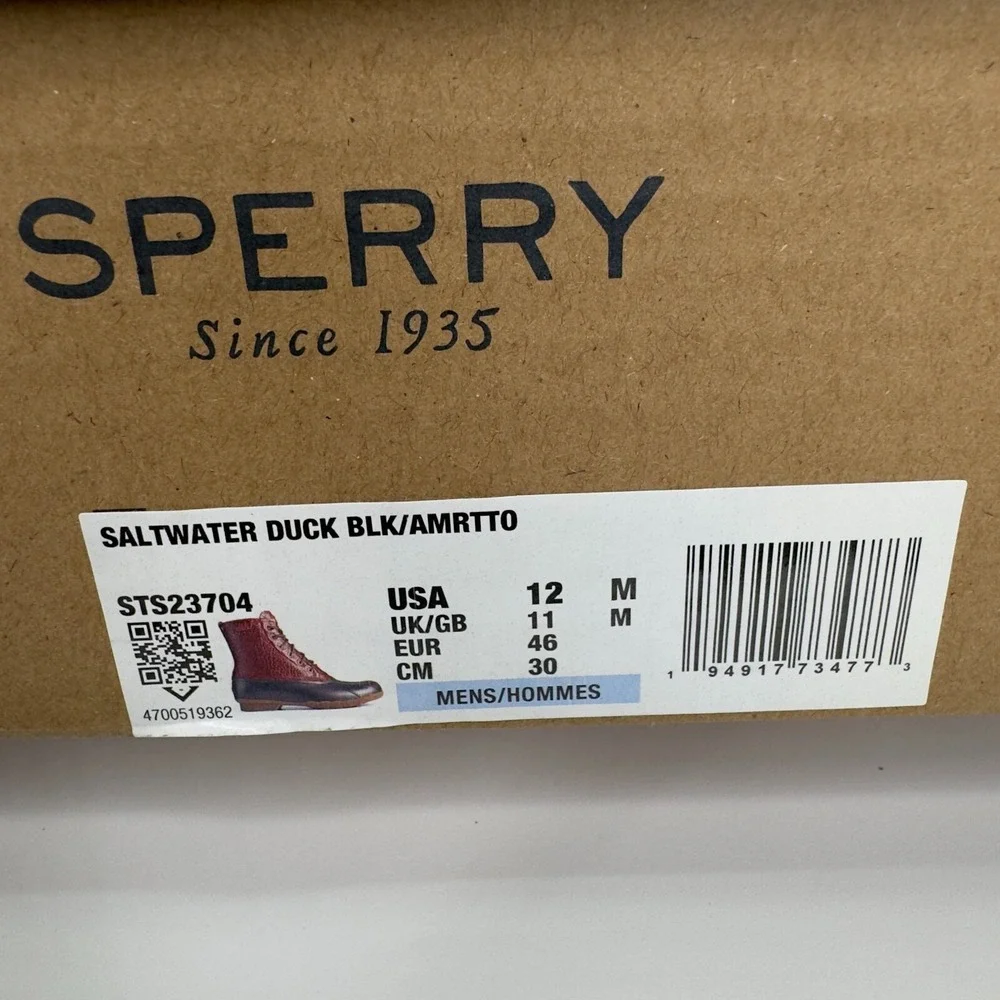 Sperry Top-Sider Men's 12M Pebbled Leather Saltwater Chukka Boot Black/Amaretto‎